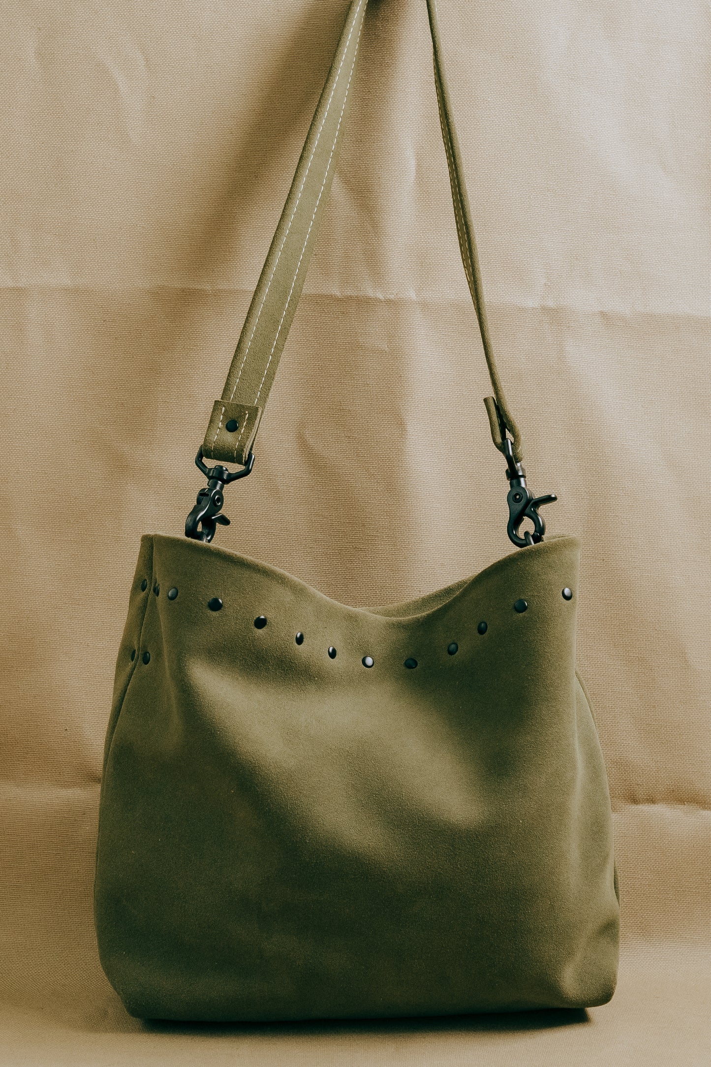 Nuti Studded Suede Hobo Bag