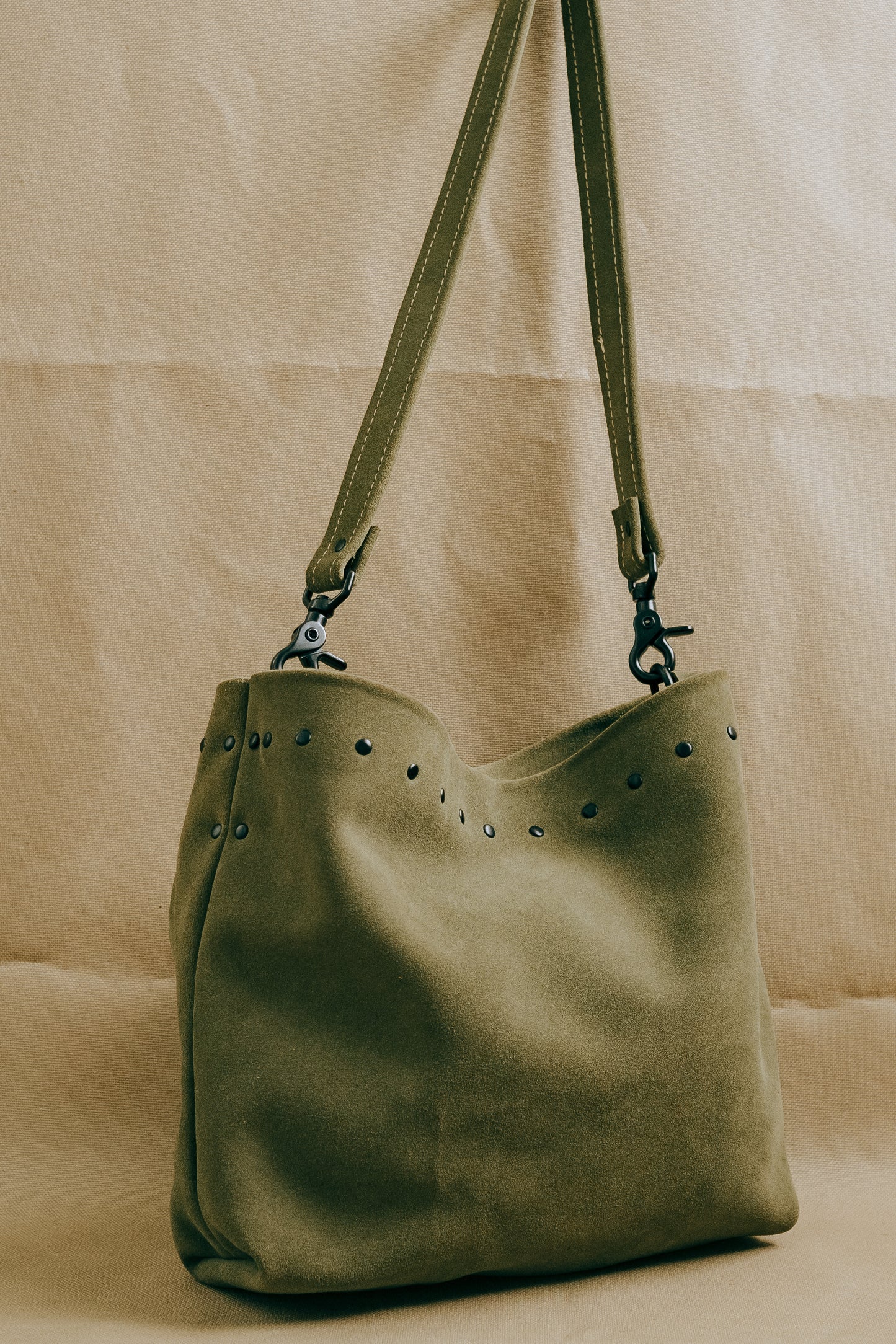 Nuti Studded Suede Hobo Bag